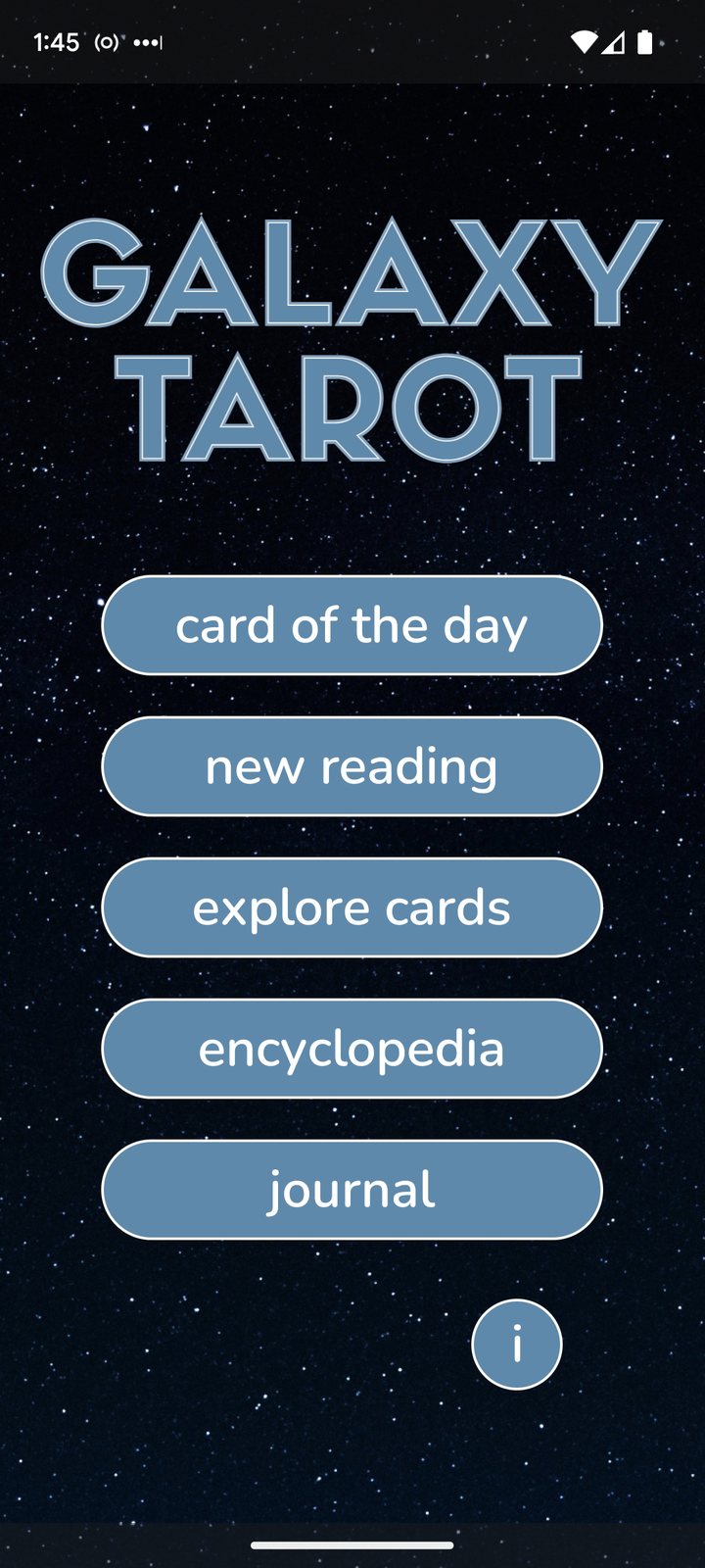 Galaxy Tarot home screen