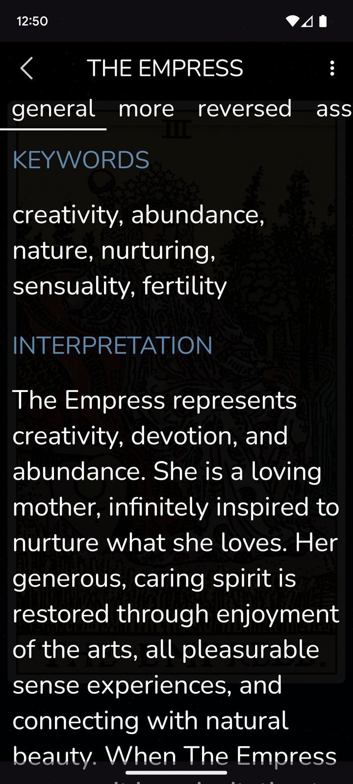 The Empress: keywords and interpretation